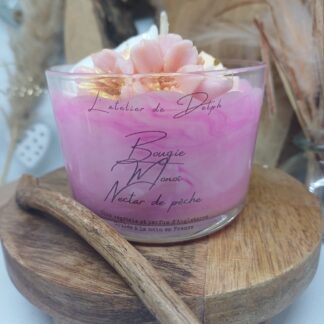 Bougie artisanale parfumée monoï nectar de pêche
